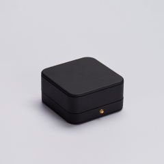 FANXI custom logo & colour black leather jewelry packaging box with beige velvet inside