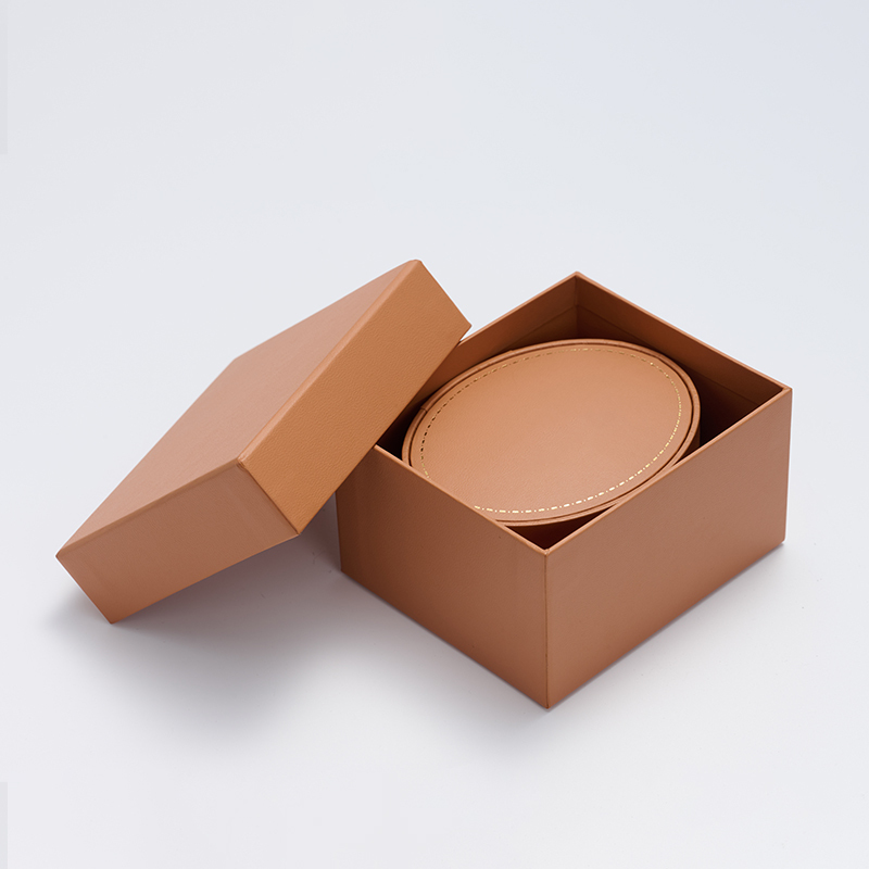FANXI custom logo & colour leatherette jewelry packaging box with beige velvet inside