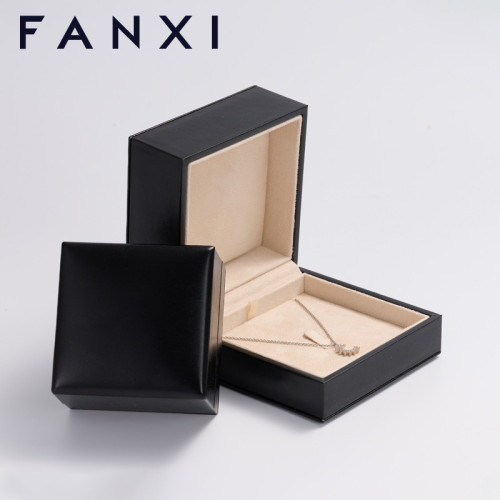FANXI custom logo &amp; colour PU leather jewelry box with microfiber inside