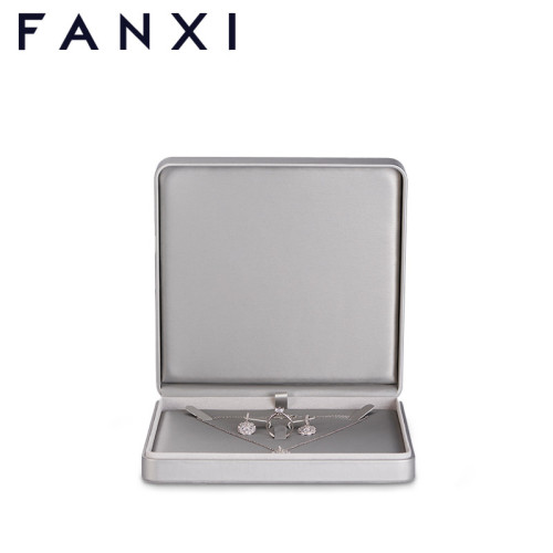 FANXI custom logo &amp; colour grey leather jewelry packaging box