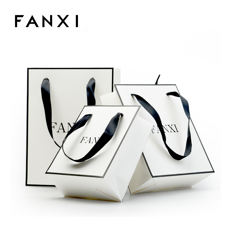 FANXI High Quality Custom Logo Coated Paper Jewelry Display Bag For Counter  Shopping Bags
