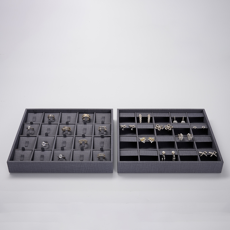 FANXI custom grey leather jewellery display tray
