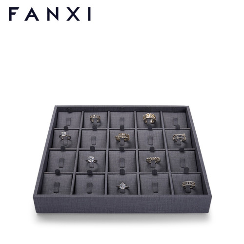 FANXI custom grey leather jewellery display tray