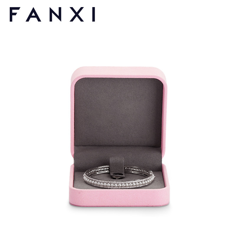 FANXI custom pink microfiber jewelry bangle packing box