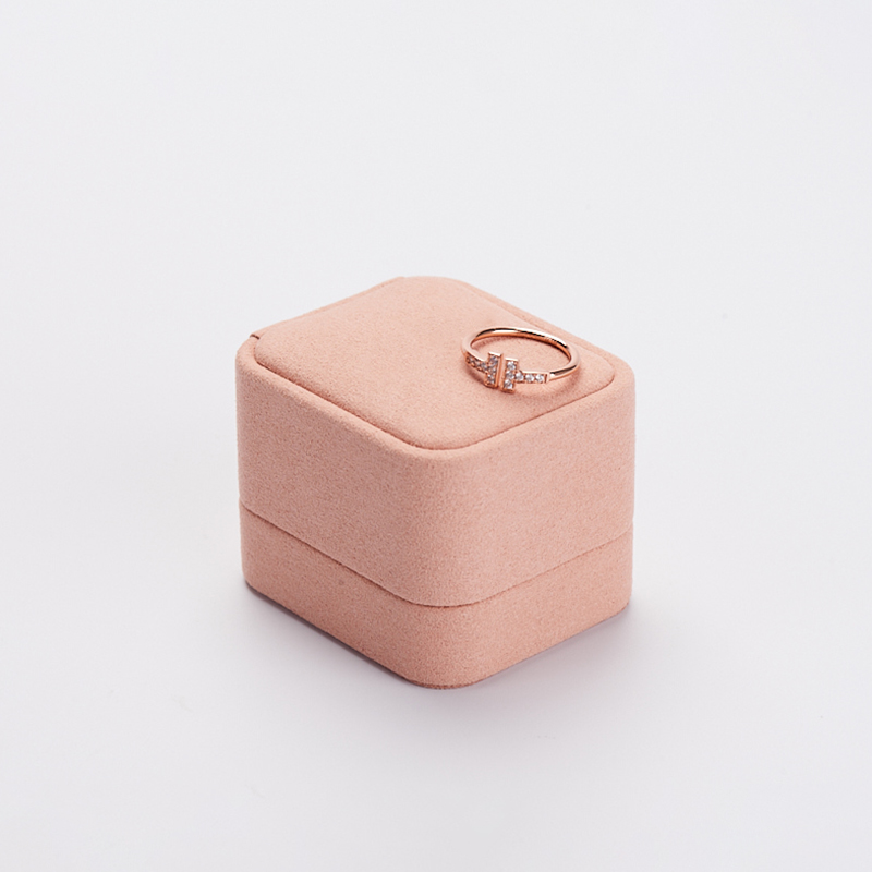 FANXI custom pink microfiber jewelry ring packing box