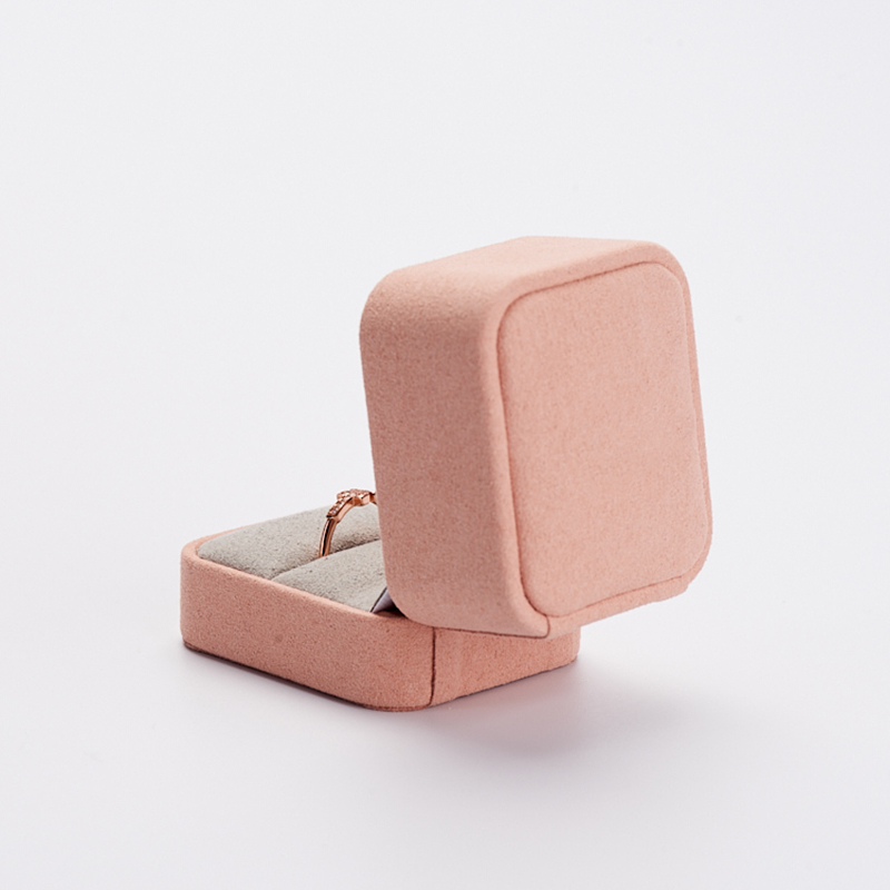 FANXI custom pink microfiber jewelry ring packing box