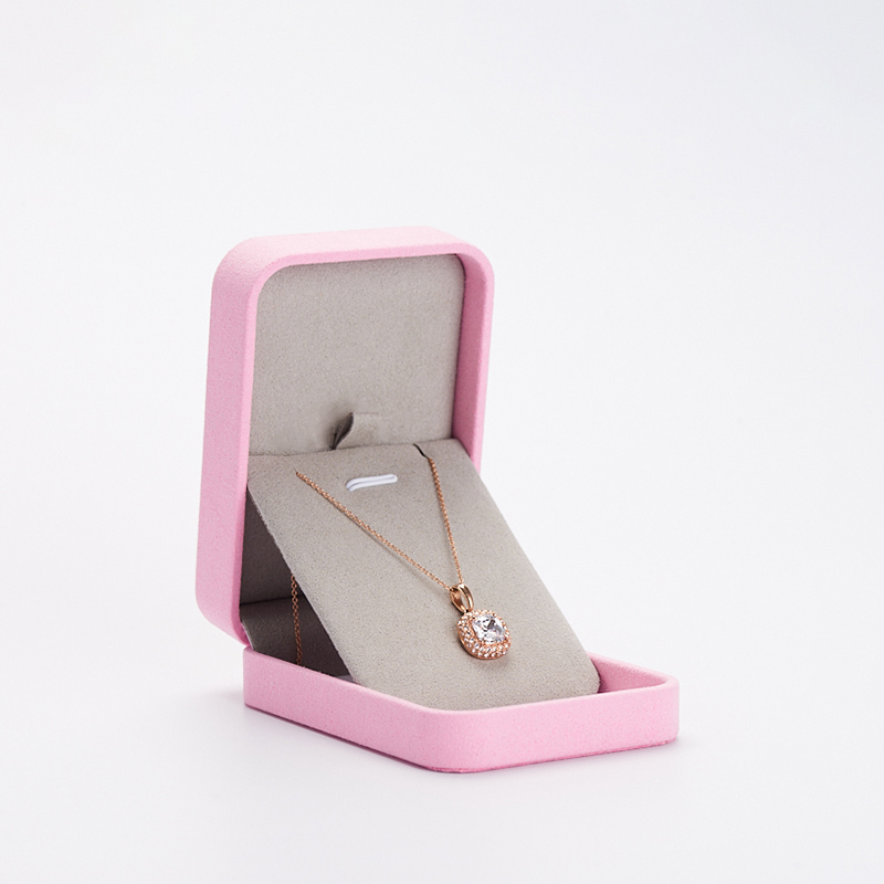 FANXI custom pink microfiber jewelry pendant packing box