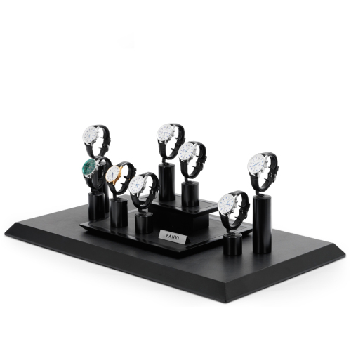 FANXI custom black piano baking paint watch display stand set
