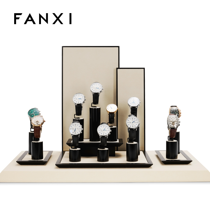 FANXI new design piano baking paint watch display stand set