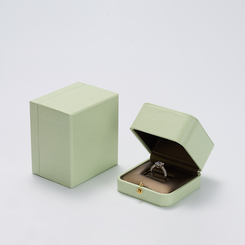 FANXI custom logo & colour green leatherette jewelry ring packaging box