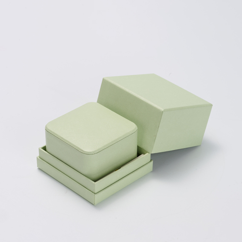 FANXI custom logo & colour green leatherette jewelry ring packaging box