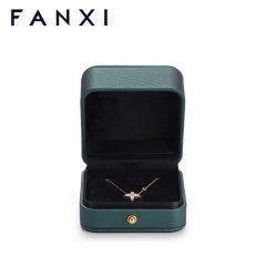 FANXI factory customize logo colour green leather jewelry packaging box