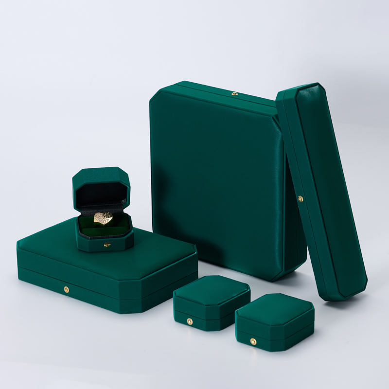 FANXI factory customize logo colour green leather jewellery packing box
