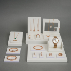 FANXI factory customize white PU leather jewellery display stand set