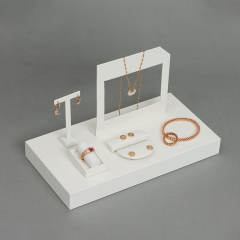 FANXI factory customize white PU leather jewellery display stand set