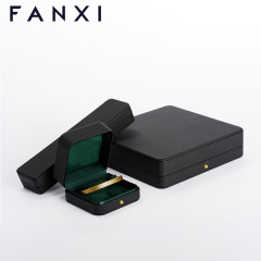 FANXI factory customize logo colour black leather jewelry packaging box with outer packing