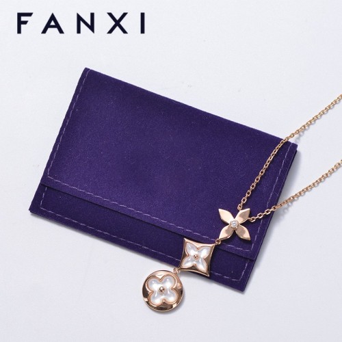 FANXI 12PCS/LOT Soft Small Velvet Jewelry Bag with Silk Ribbon