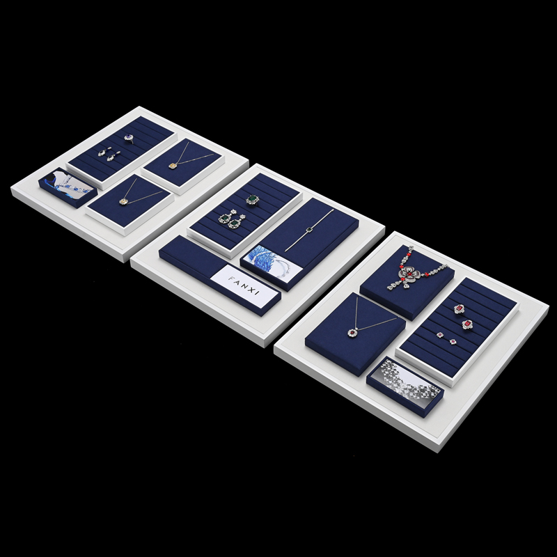 FANXI custom logo & colour blue white colour jewellery display set