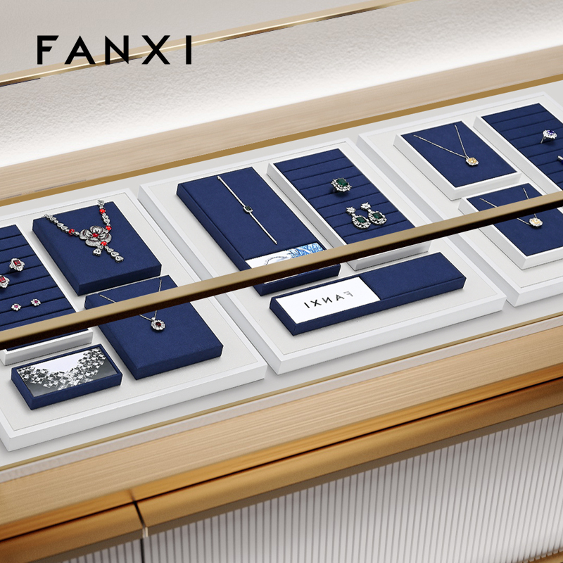 FANXI custom logo & colour blue white colour jewellery display set