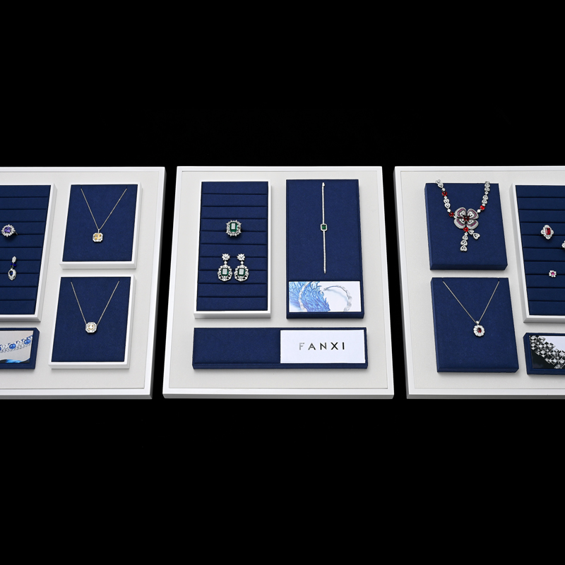 FANXI custom logo & colour blue white colour jewellery display set