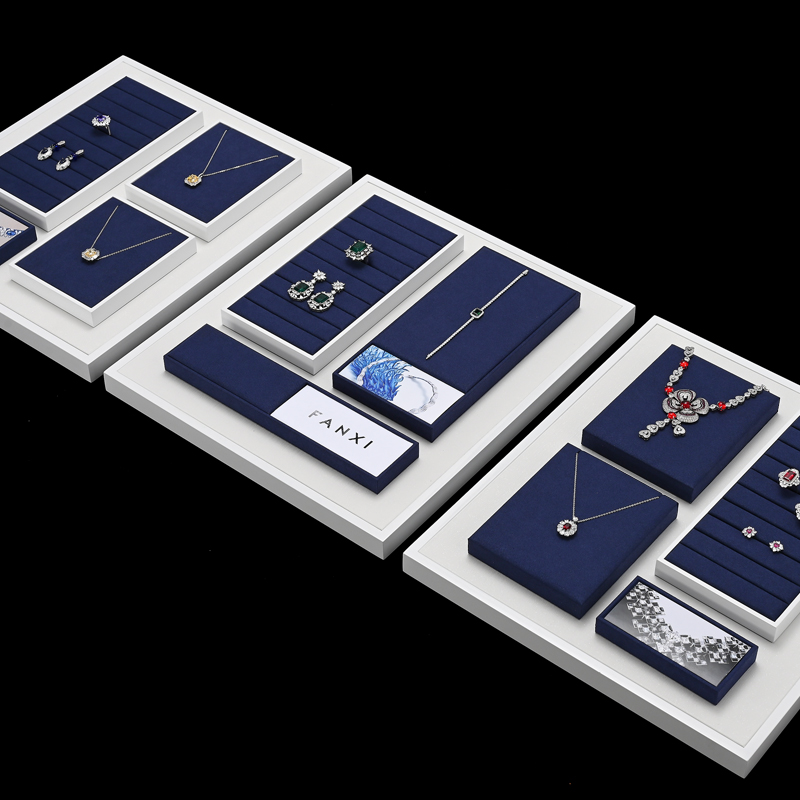 FANXI custom logo & colour blue white colour jewellery display set