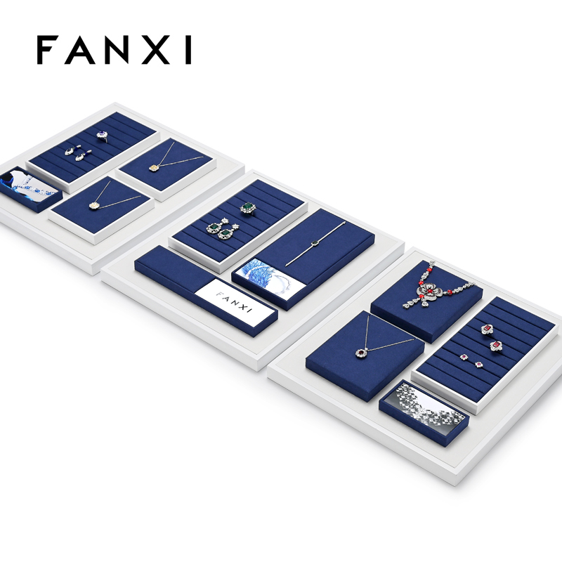 FANXI custom logo & colour blue white colour jewellery display set