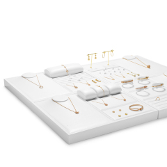 FANXI luxury white PU leather jewelry display stand set