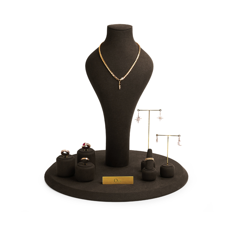 FANXI custom coffee microfiber jewelry display set