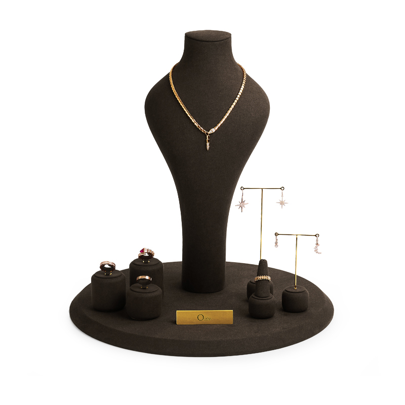 FANXI custom coffee microfiber jewelry display set