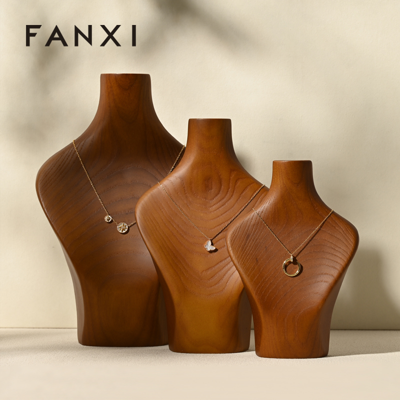 FANXI hot sale solid wood necklace display holder