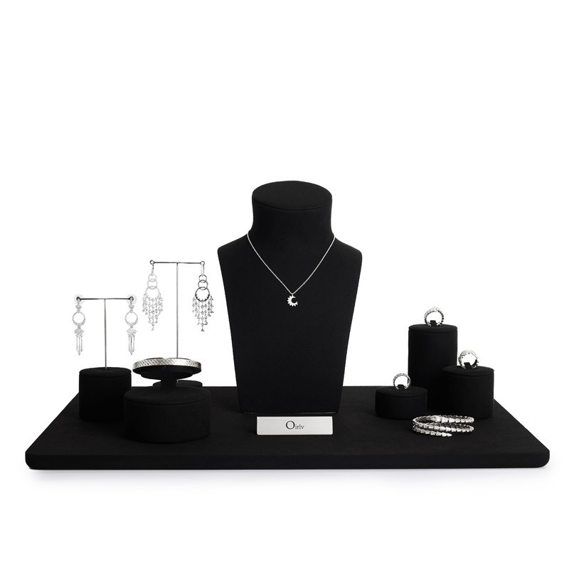 FANXI luxury black microfiber jewelry display set