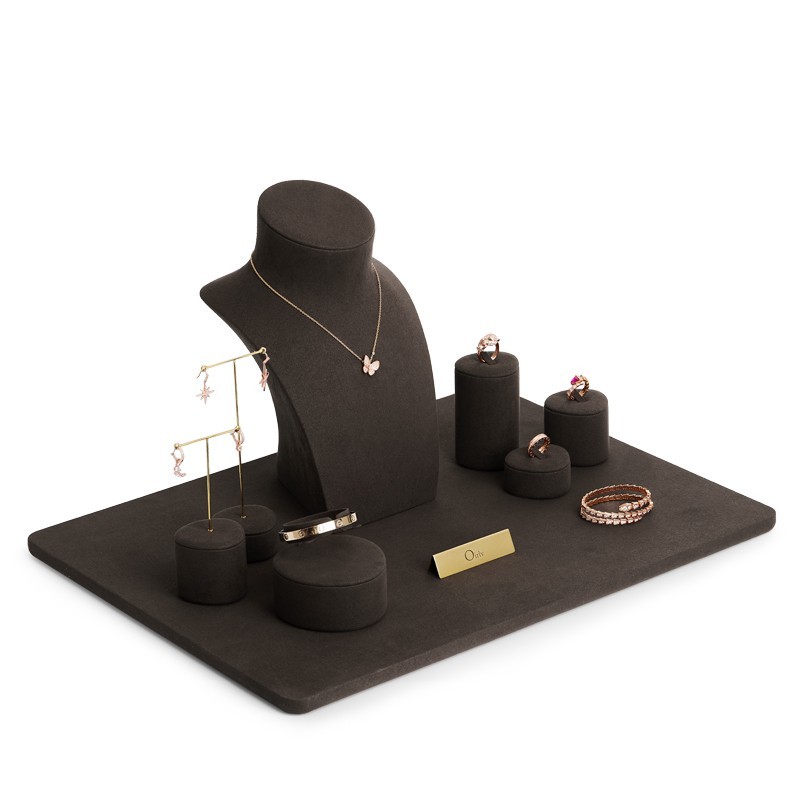 FANXI brown colour microfiber jewelry display stand