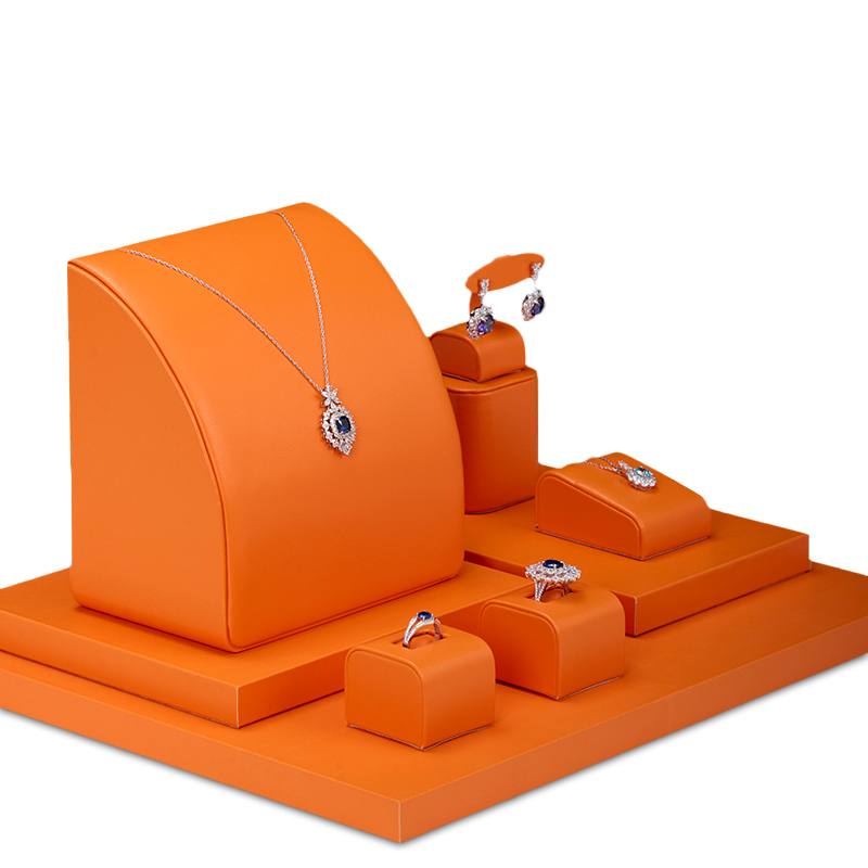 FANXI luxury orange colour leather jewellery display set