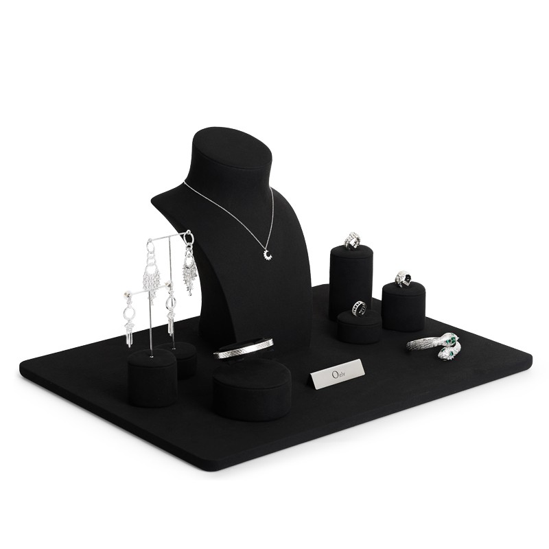 FANXI luxury black microfiber jewelry display set