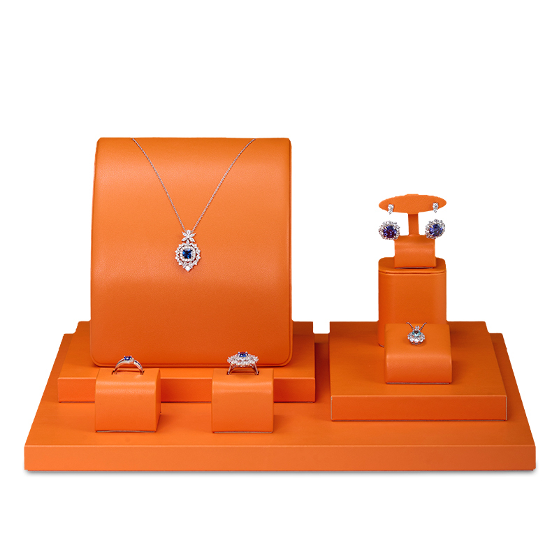 FANXI luxury orange colour leather jewellery display set