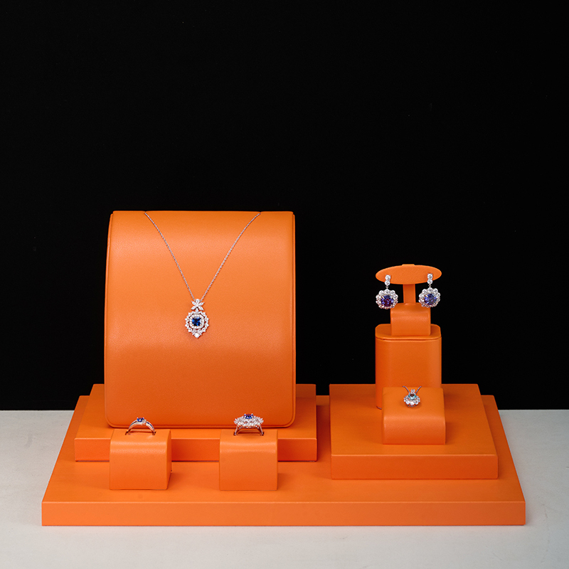 FANXI luxury orange colour leather jewellery display set