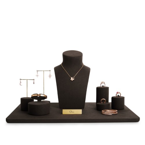 FANXI brown colour microfiber jewelry display stand