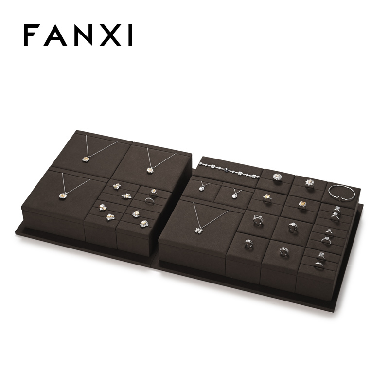 FANXI brown colour microfiber jewelry display