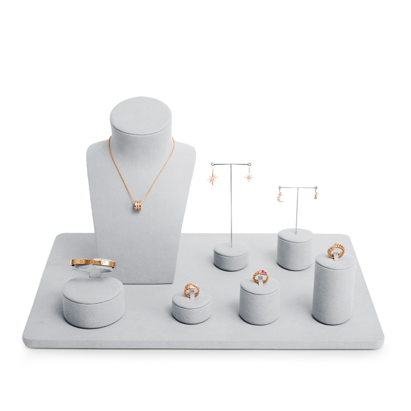 FANXI luxury gray microfiber jewelry display set