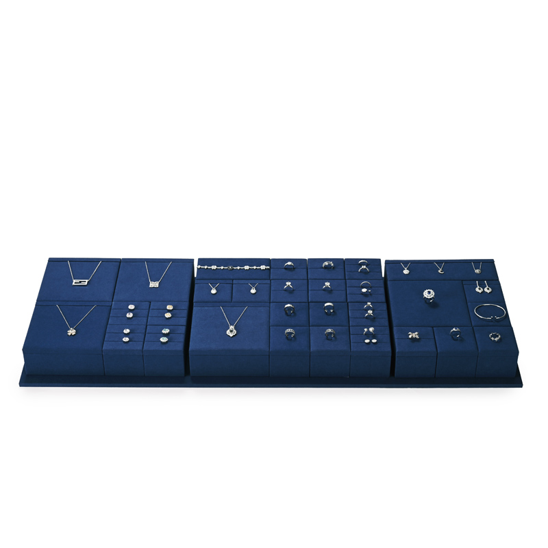 FANXI luxury blue microfiber jewelry display tray