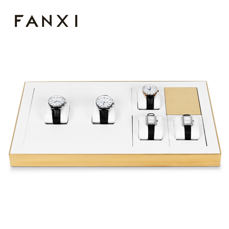 FANXI custom luxury white leather watch display stand