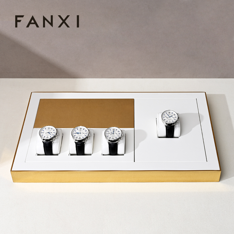 FANXI custom luxury white leather watch display stand