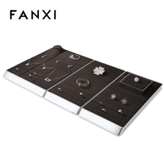 FANXI new arrival metal fram jewelry display organizer with brown microfiber