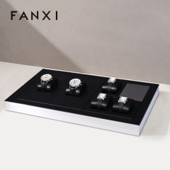 FANXI wholesale black leather watch display stand