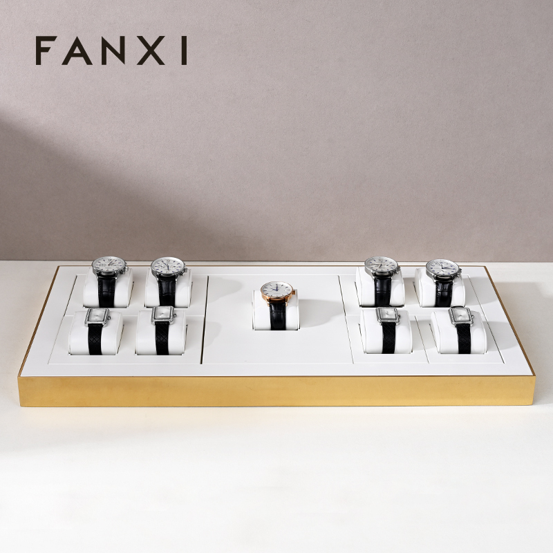 FANXI custom luxury white leather watch display stand