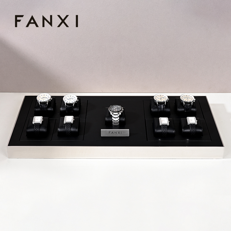 FANXI wholesale black leather watch display stand