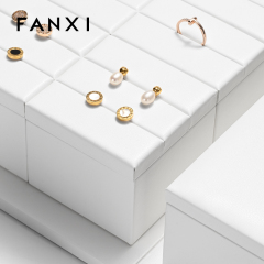 FANXI high quality wooden jewelry display with white PU leather