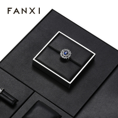 FANXI metal frame with black leather luxury jewelry display set