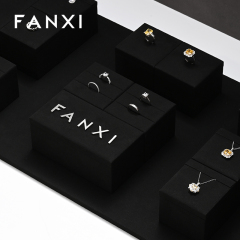 FANXI new arrival wood jewelry display with black microfiber