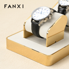 FANXI factory metal frame watch holder with beige leather